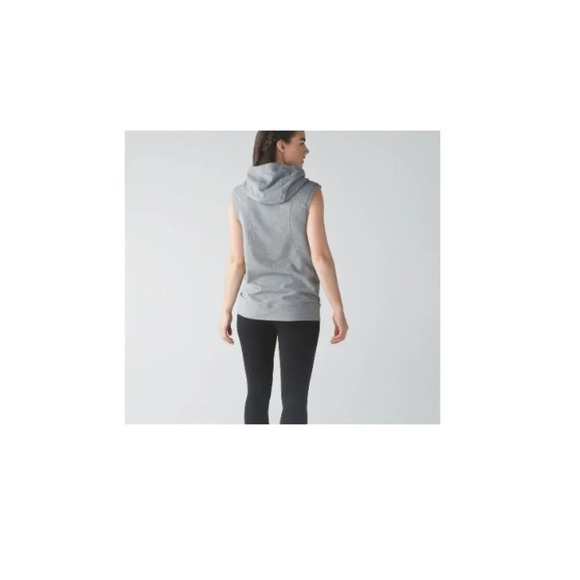 Lululemon Blissed Out Sleeveless Hoodie Heathered Medium Grey - Picture 1 of 9